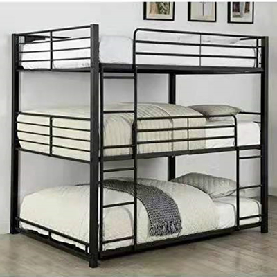 Quadro de metal preto Cama tripla Cama de 3 camadas de aço para casa Mobiliário de negócios Fábrica da China