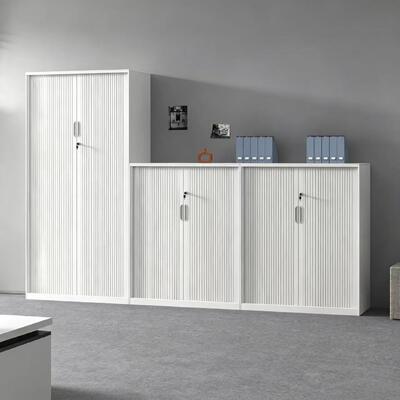 Armário de Arquivo com Porta Tambor de Aço Knock Down com Design Lateral Estreito 1850mm Armário de Escritório Metálico para Organização de Documentos e Arquivos
